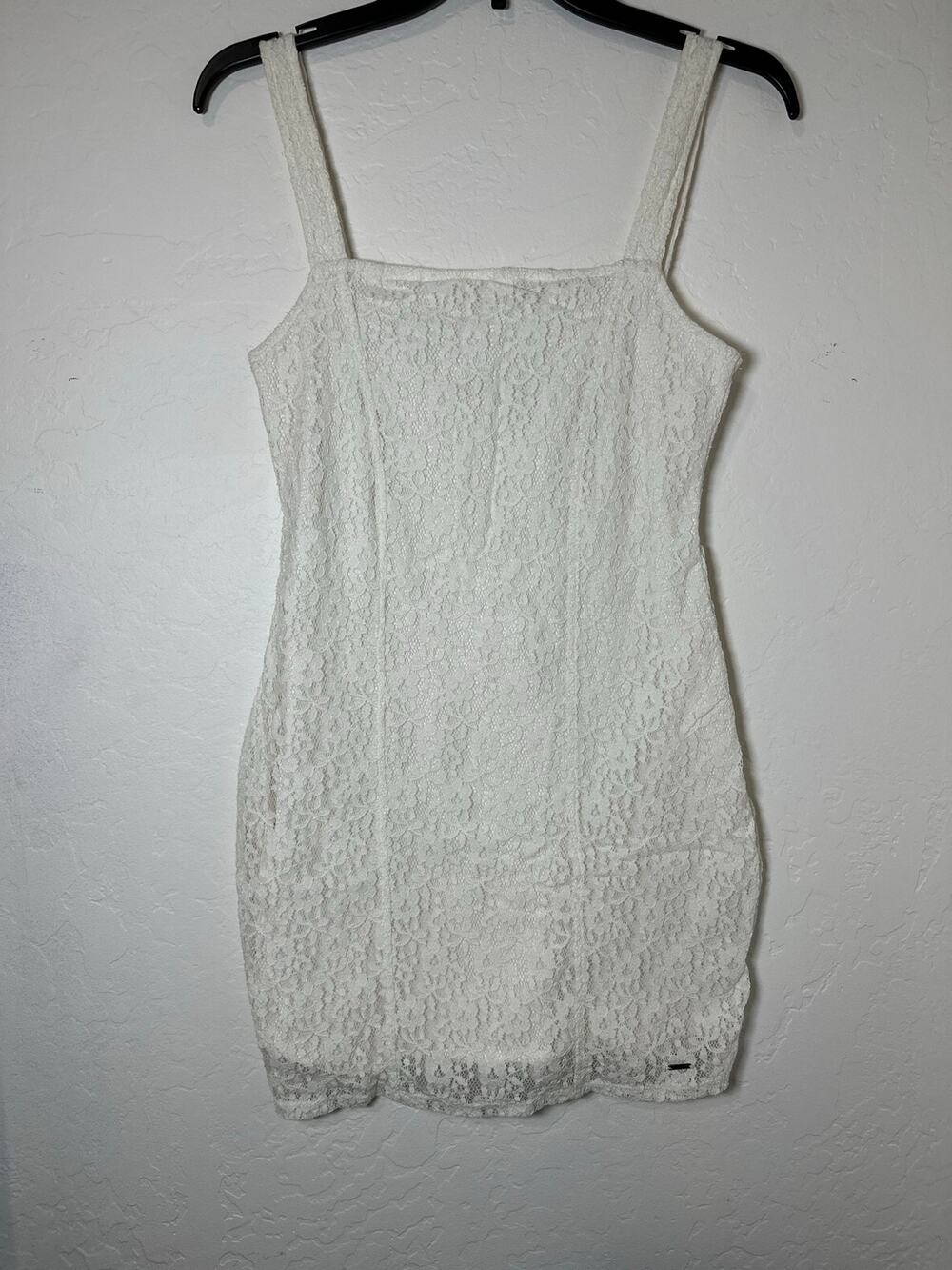 Hollister Y2K Cream white strappy lace mini dress Medium